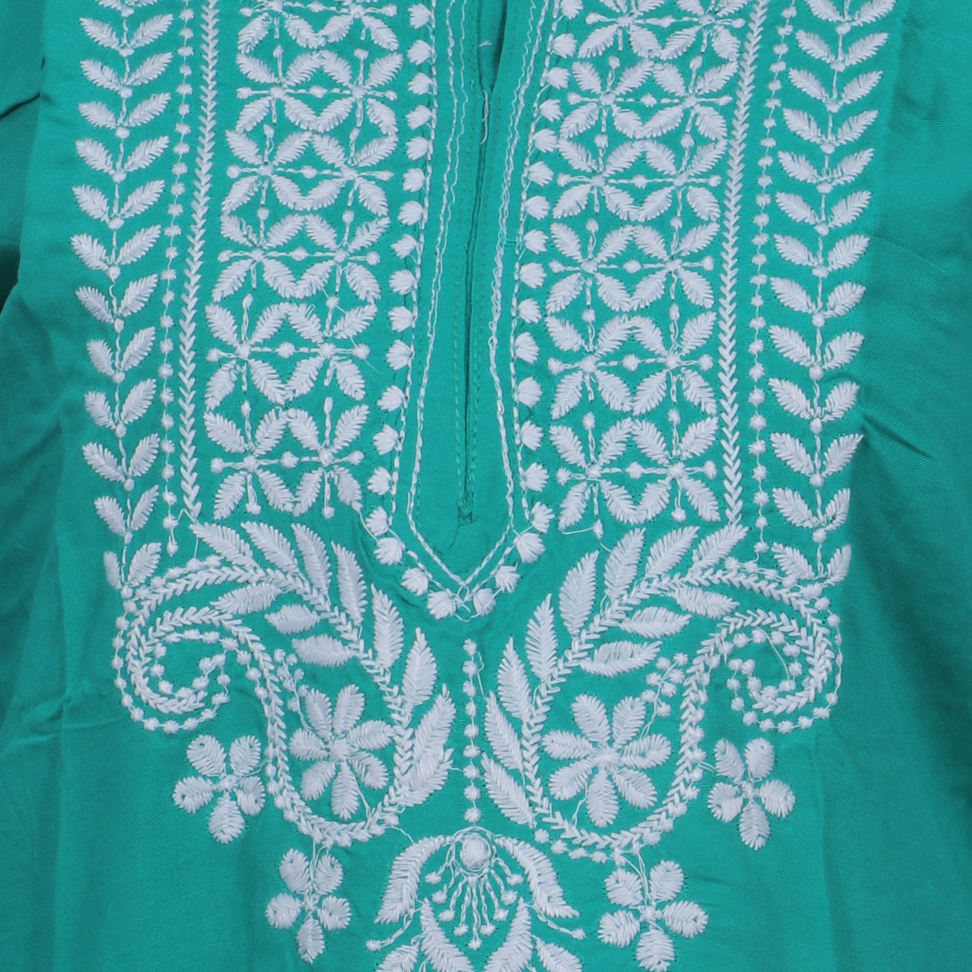 Women Embroidered Kurta (Blue)