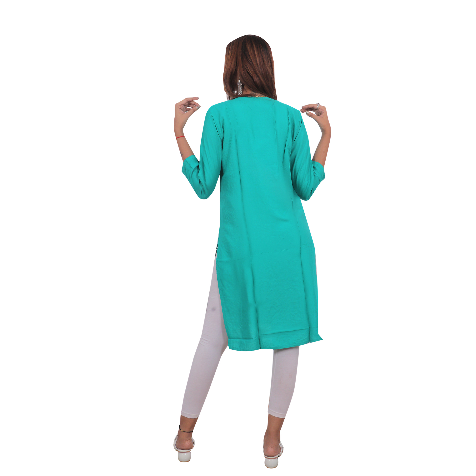 Women Embroidered Kurta (Blue)