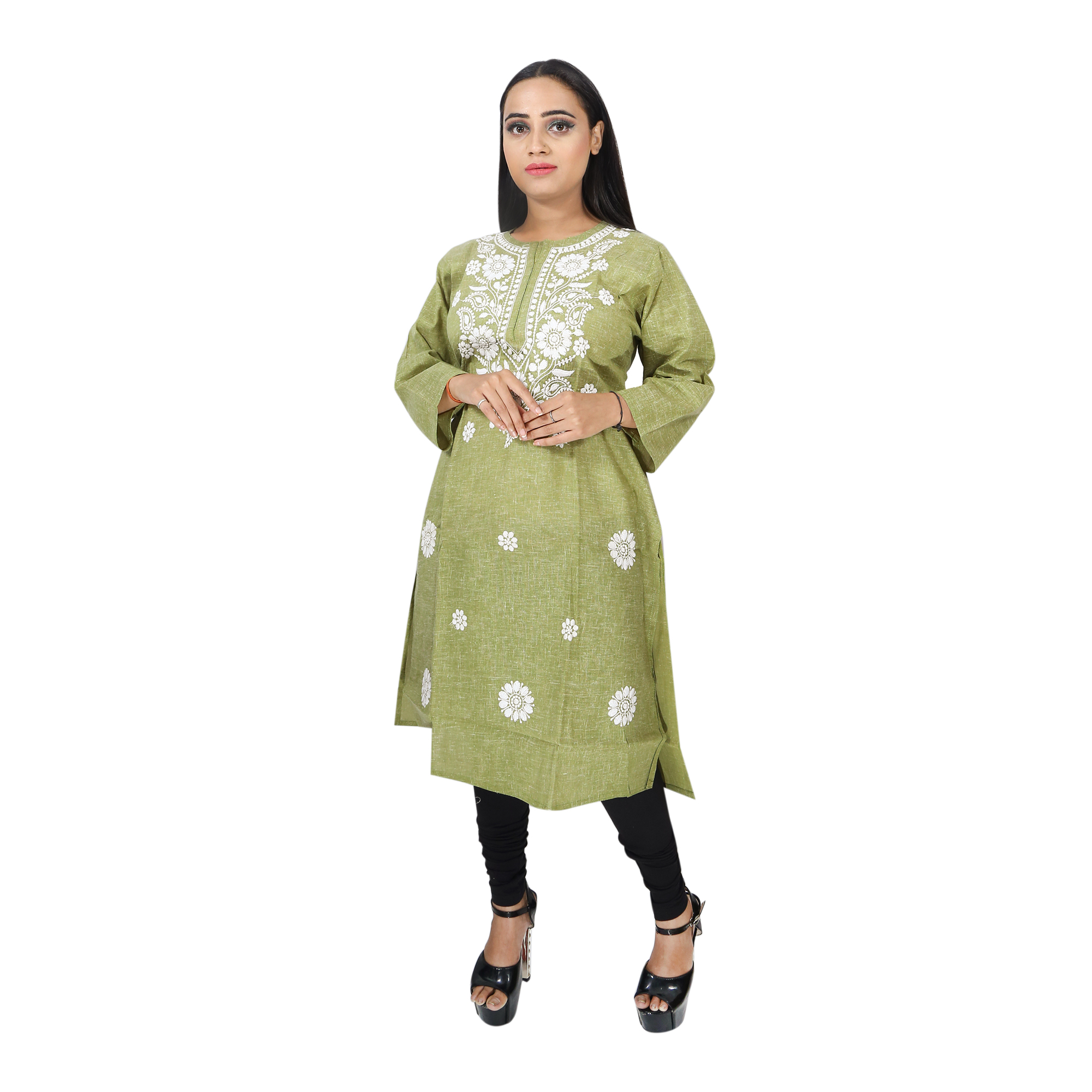Fancy Cotton Green Kurti