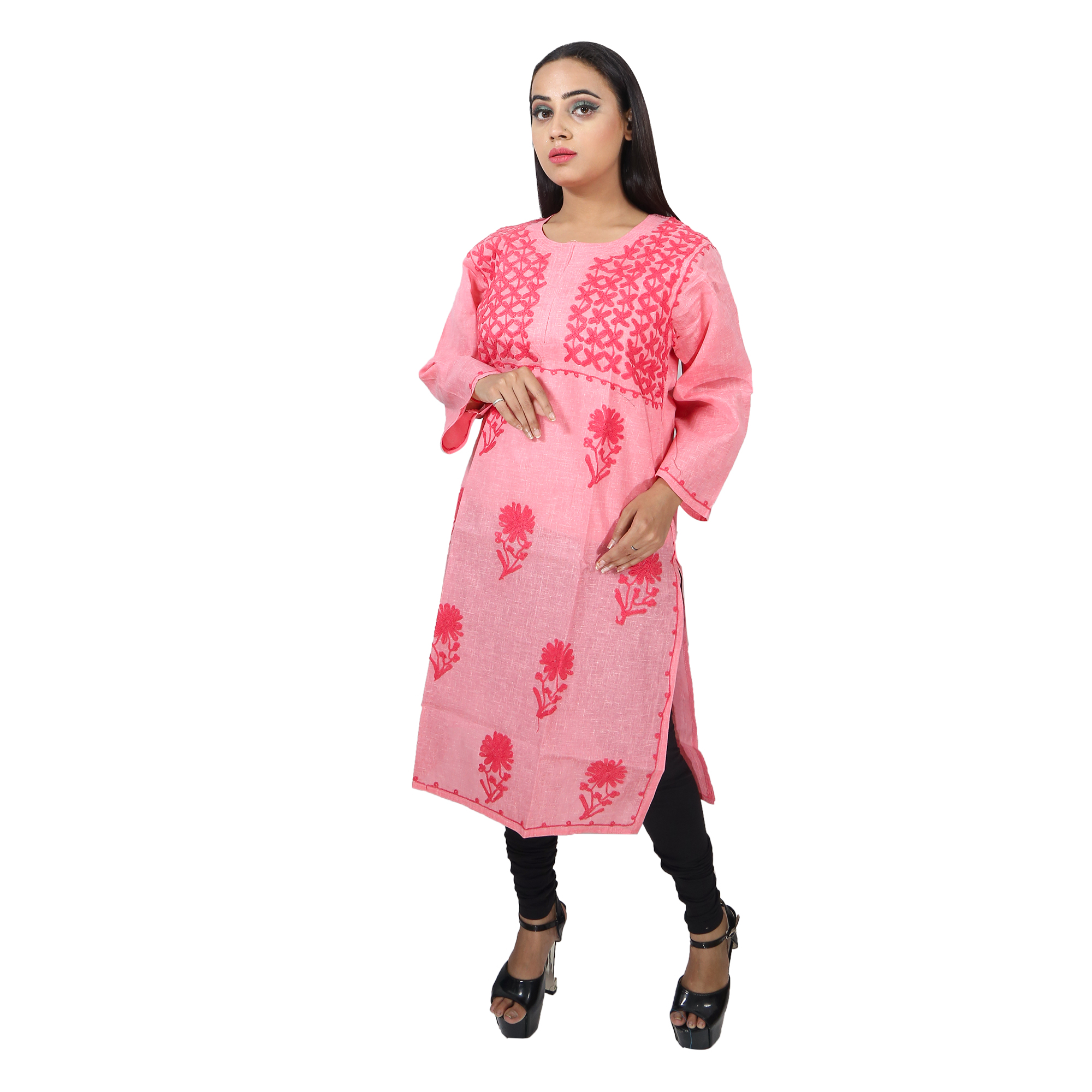 Fancy Cotton Pink Kurti