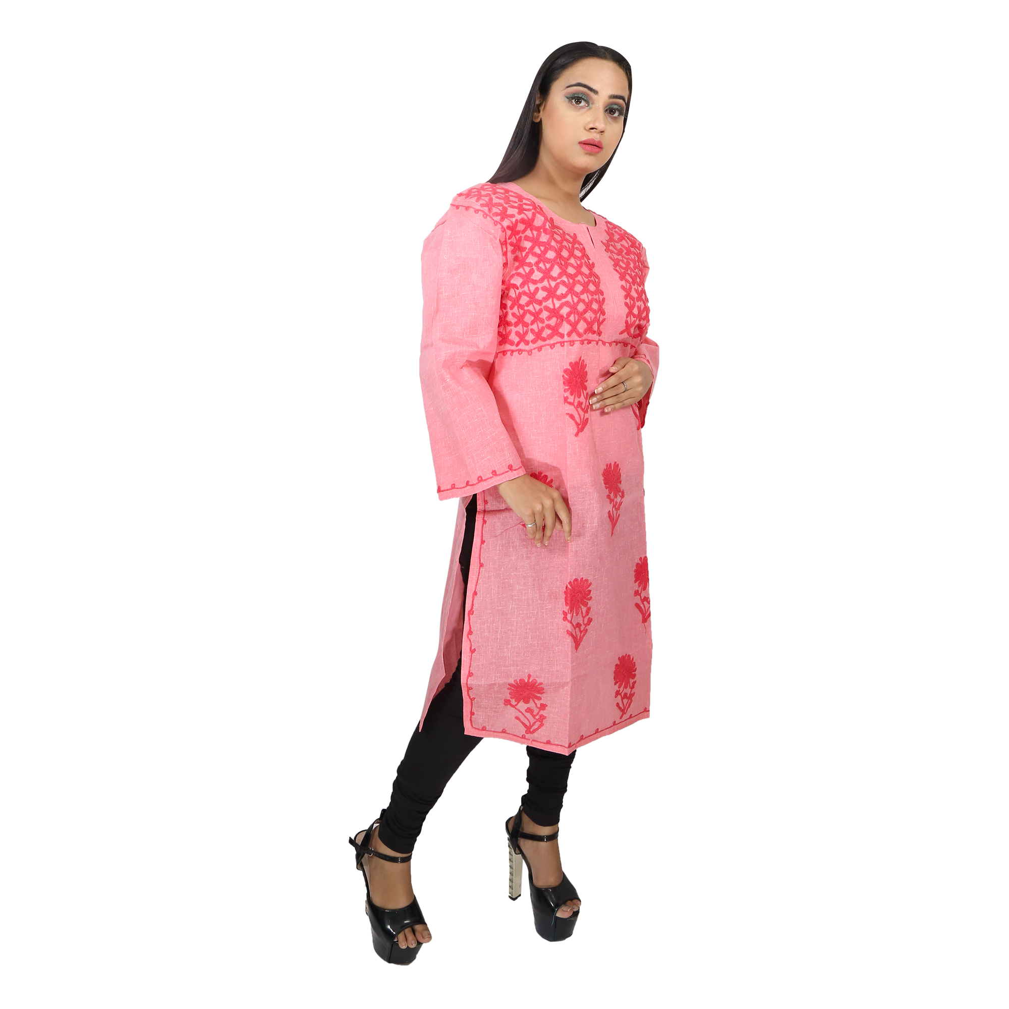 Fancy Cotton Pink Kurti