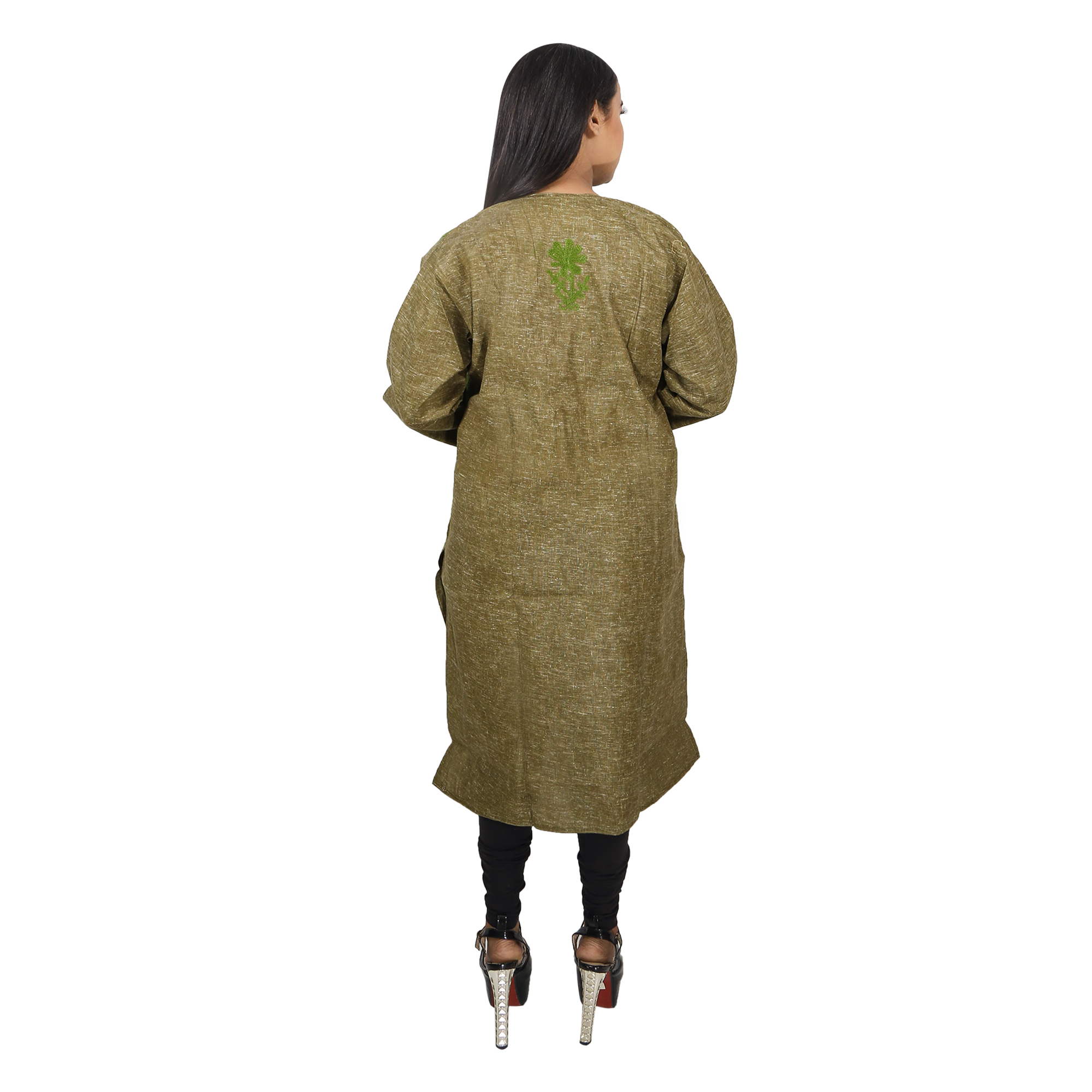 Fancy Cotton Khaki Kurti
