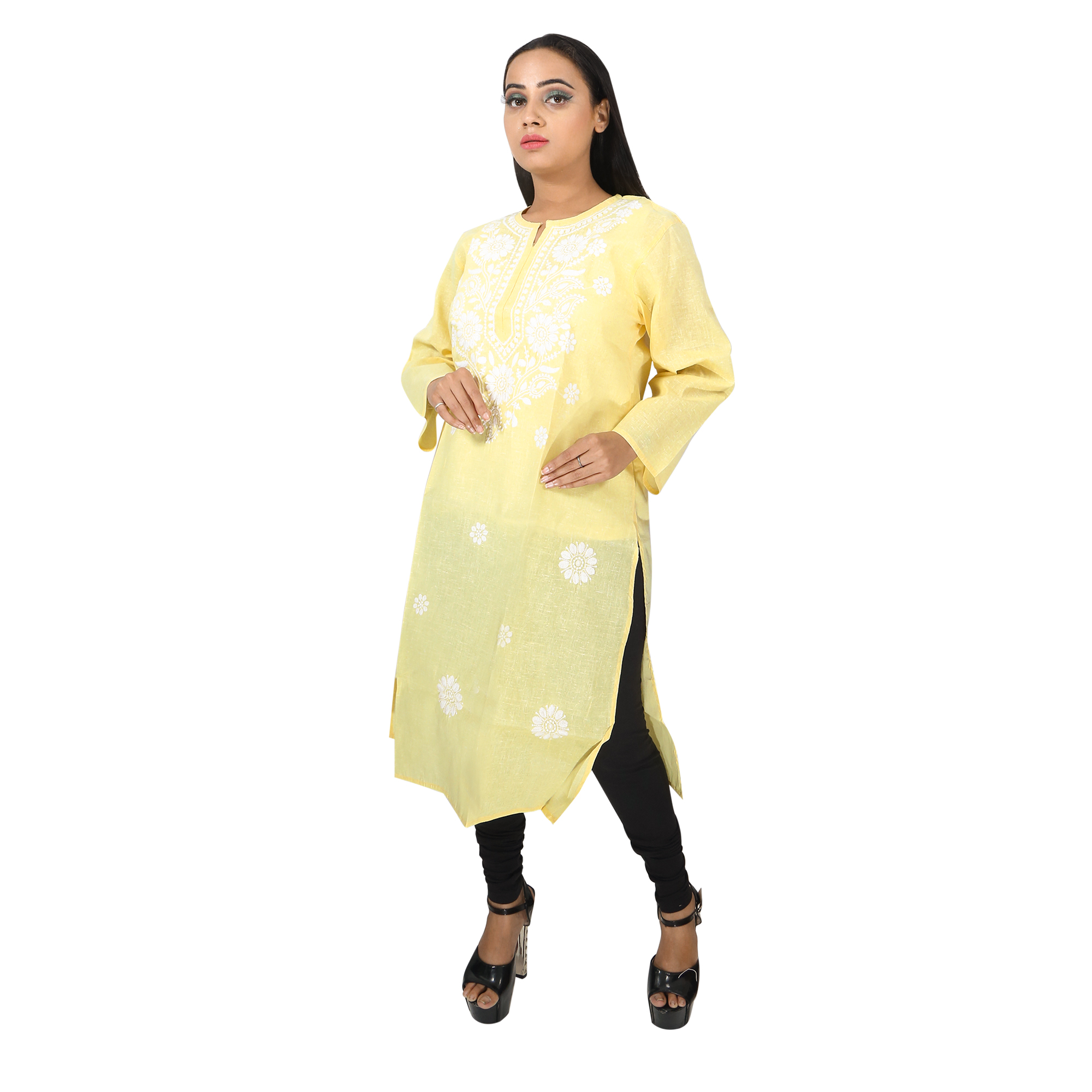 Fancy Cotton Yellow Kurti