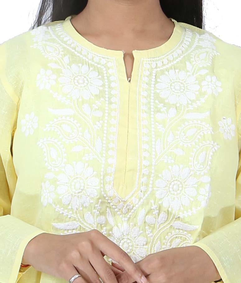 Fancy Cotton Yellow Kurti