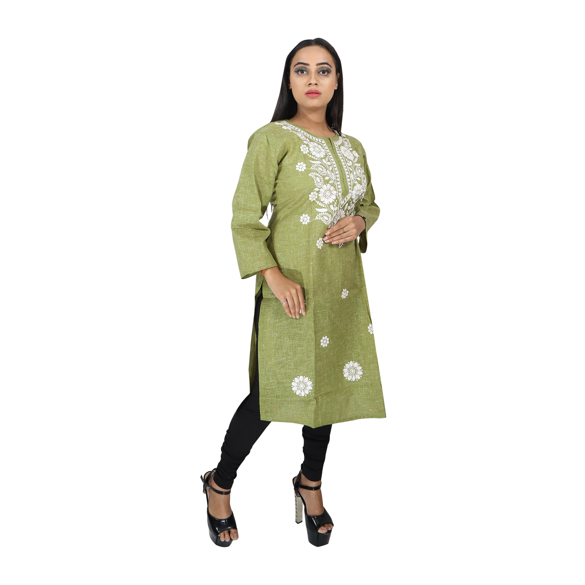 Fancy Cotton Green Kurti