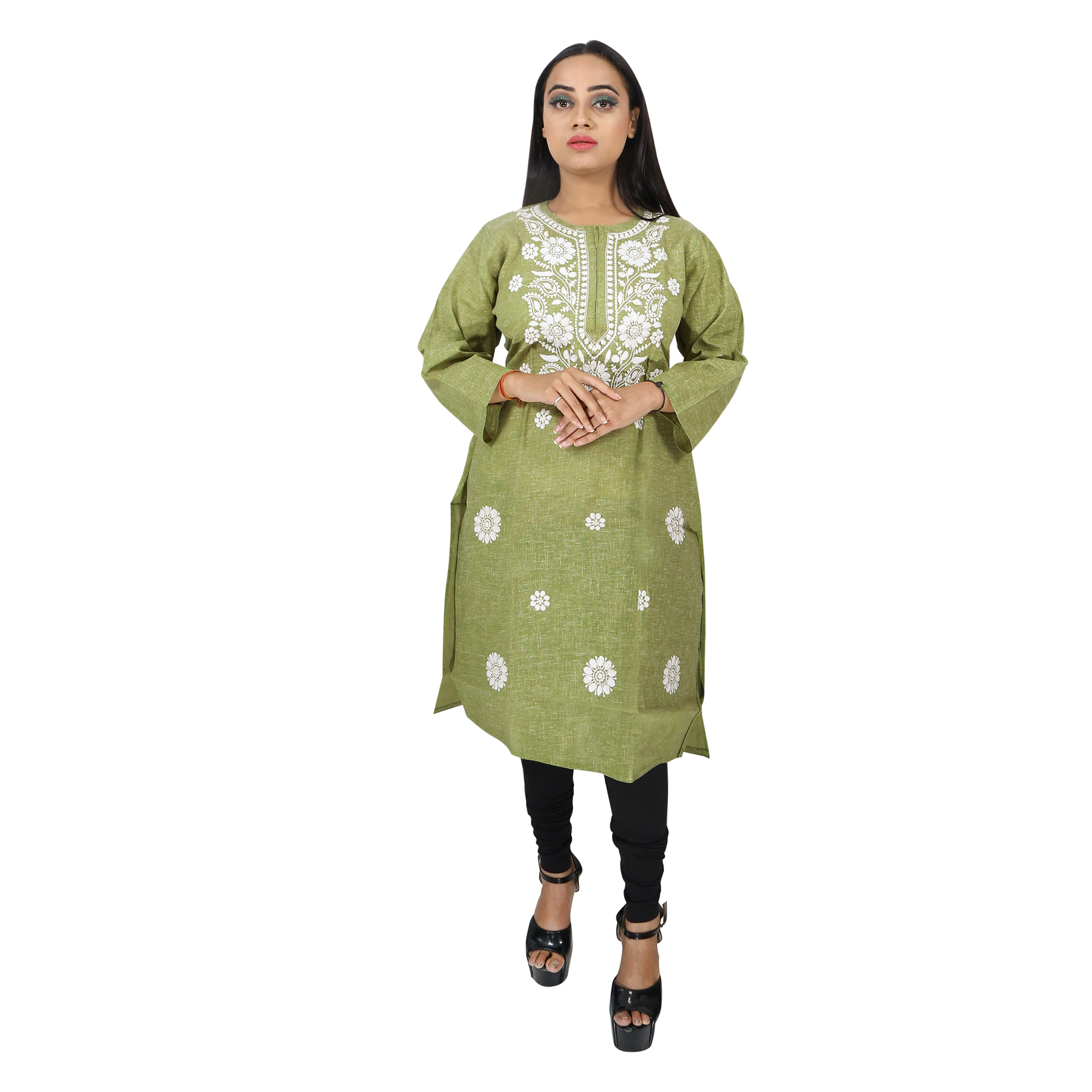 Fancy Cotton Green Kurti