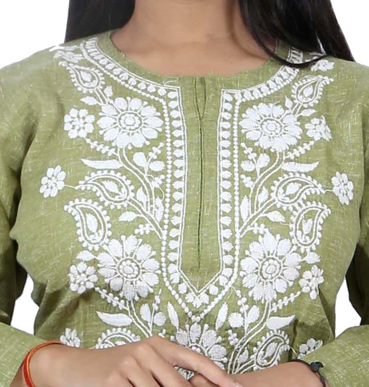 Fancy Cotton Green Kurti