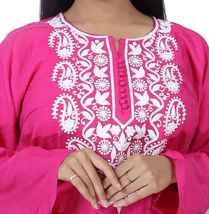 Rayon Straight Lucknowi Chikankari Ethnic Wear Kurta