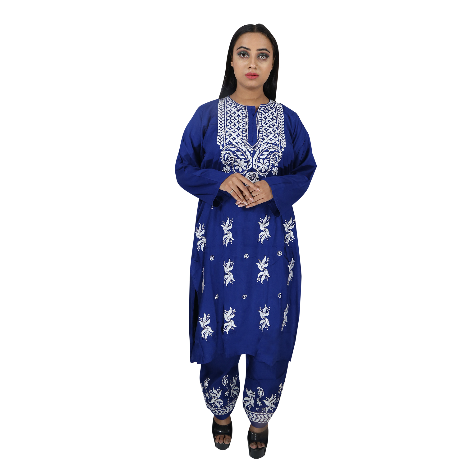 Rayon Straight Lucknowi Chikankari Ethnic Wear Kurta