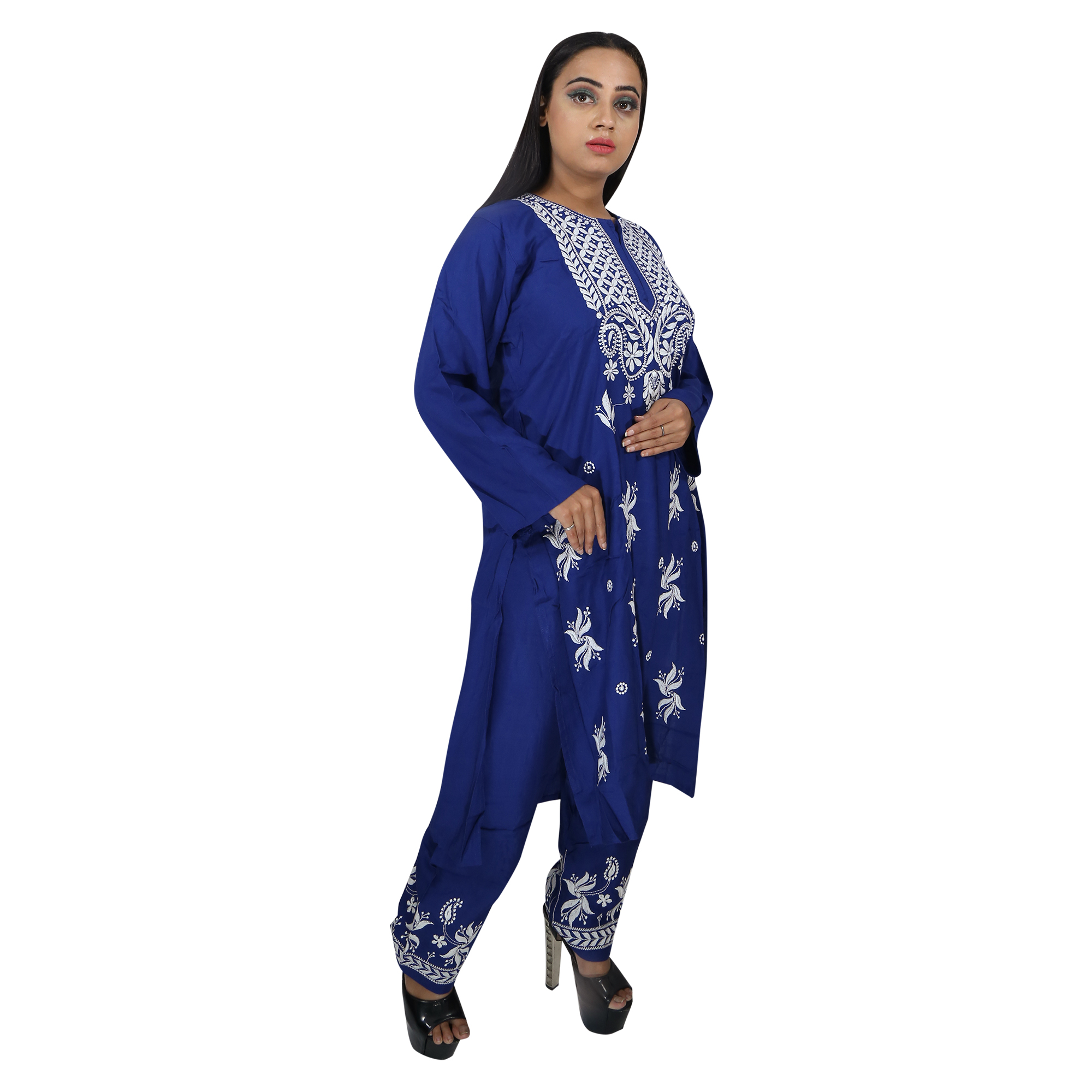 Rayon Straight Lucknowi Chikankari Ethnic Wear Kurta