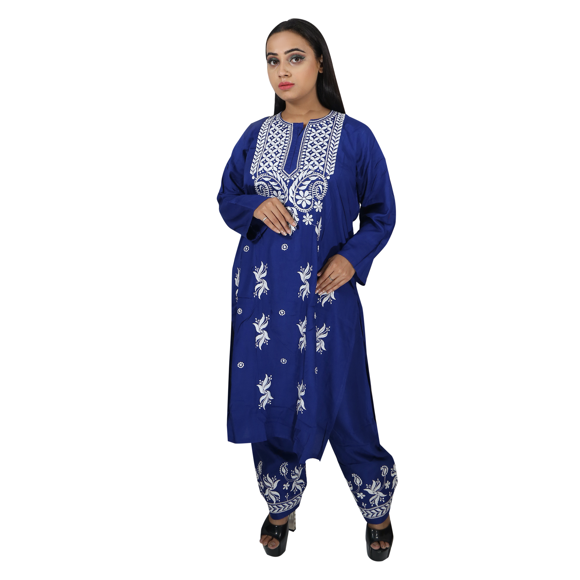 Rayon Straight Lucknowi Chikankari Ethnic Wear Kurta