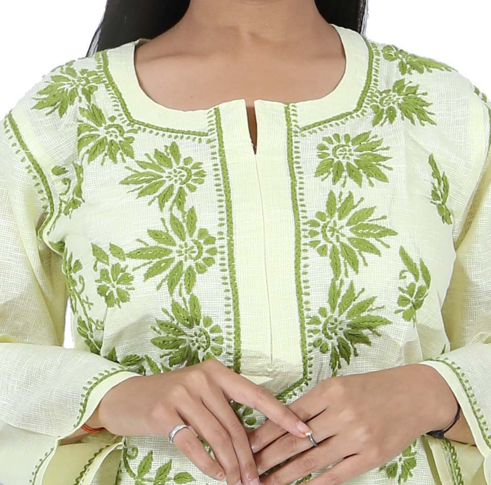 Women Kota Kurti Peach Green