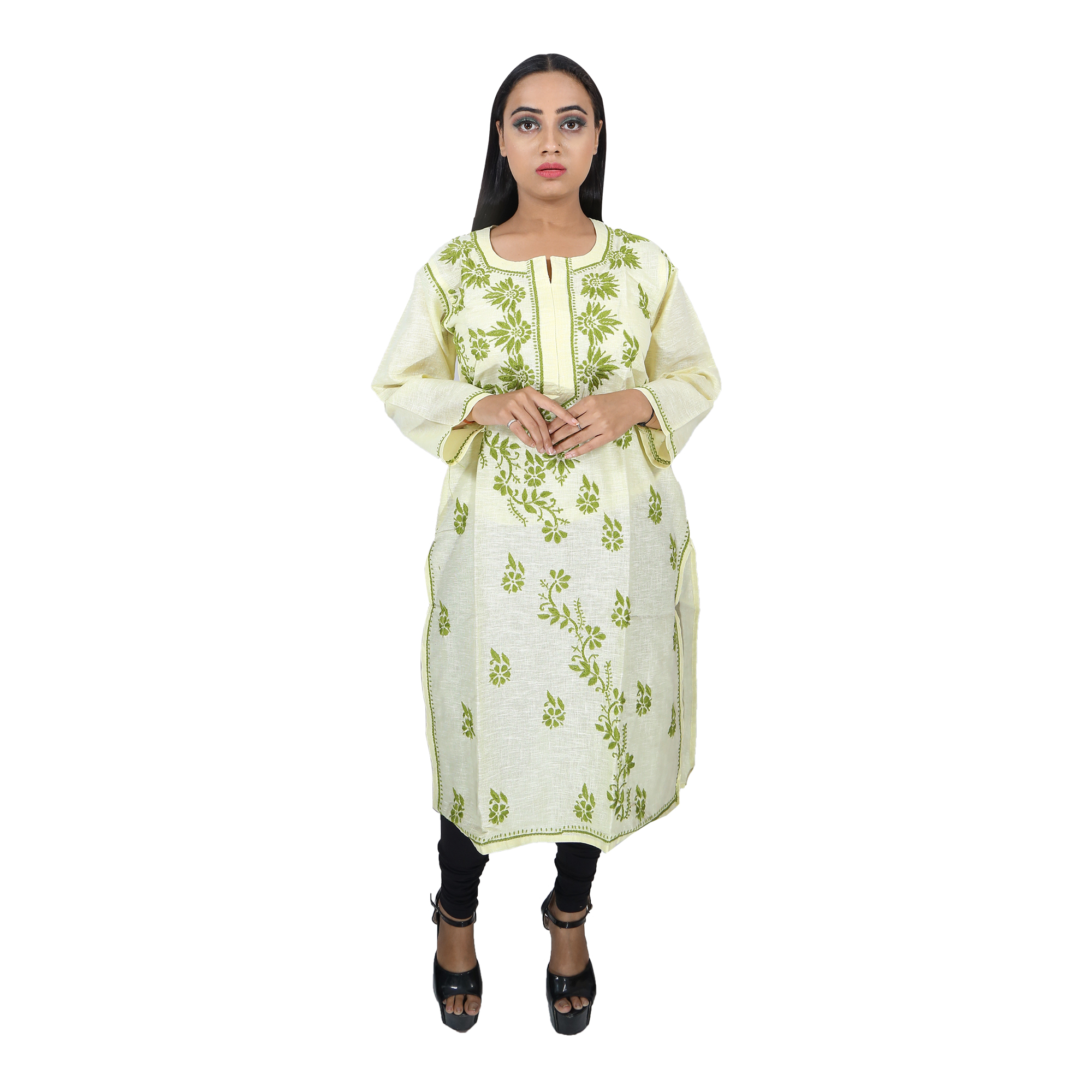 Women Kota Kurti Peach Green