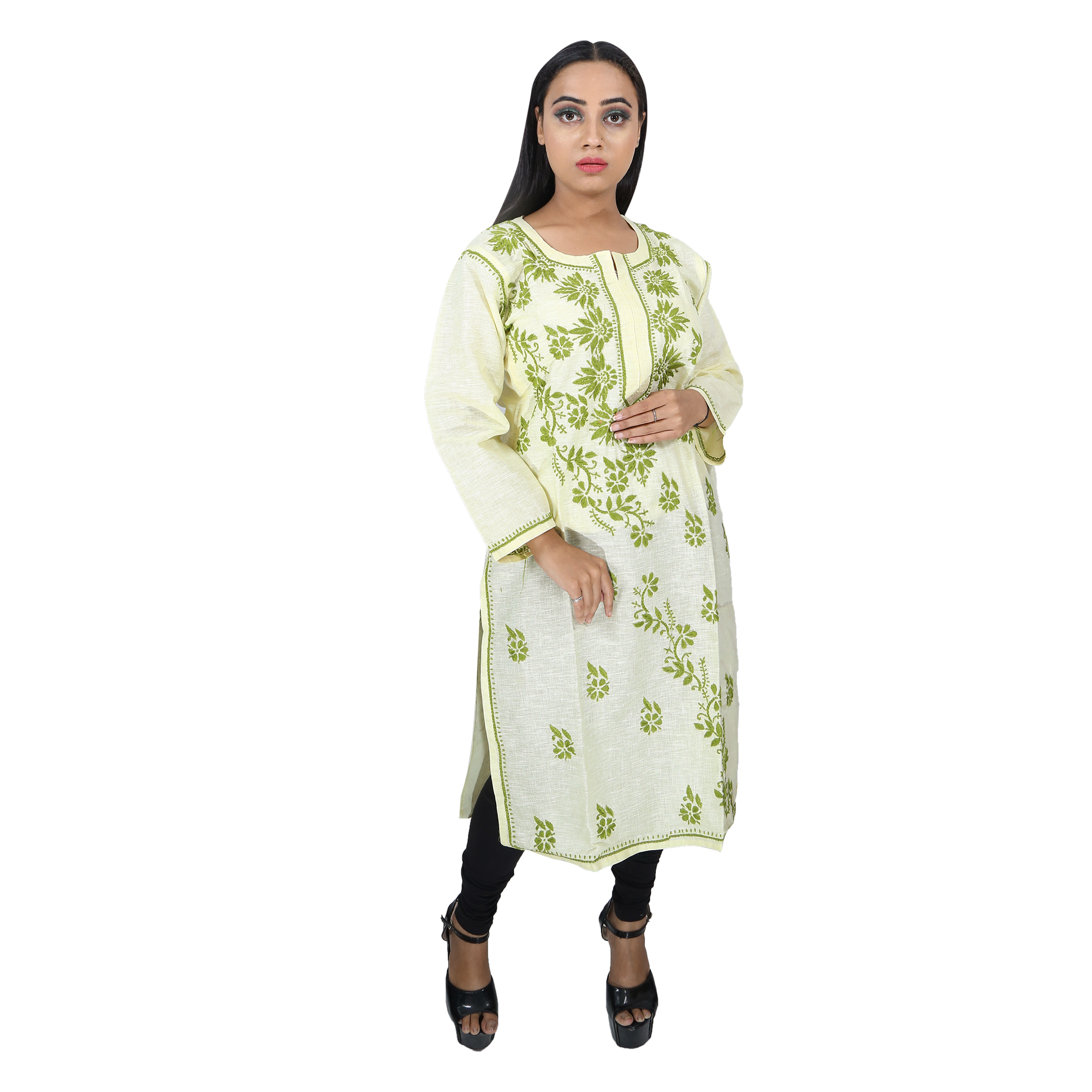 Women Kota Kurti Peach Green