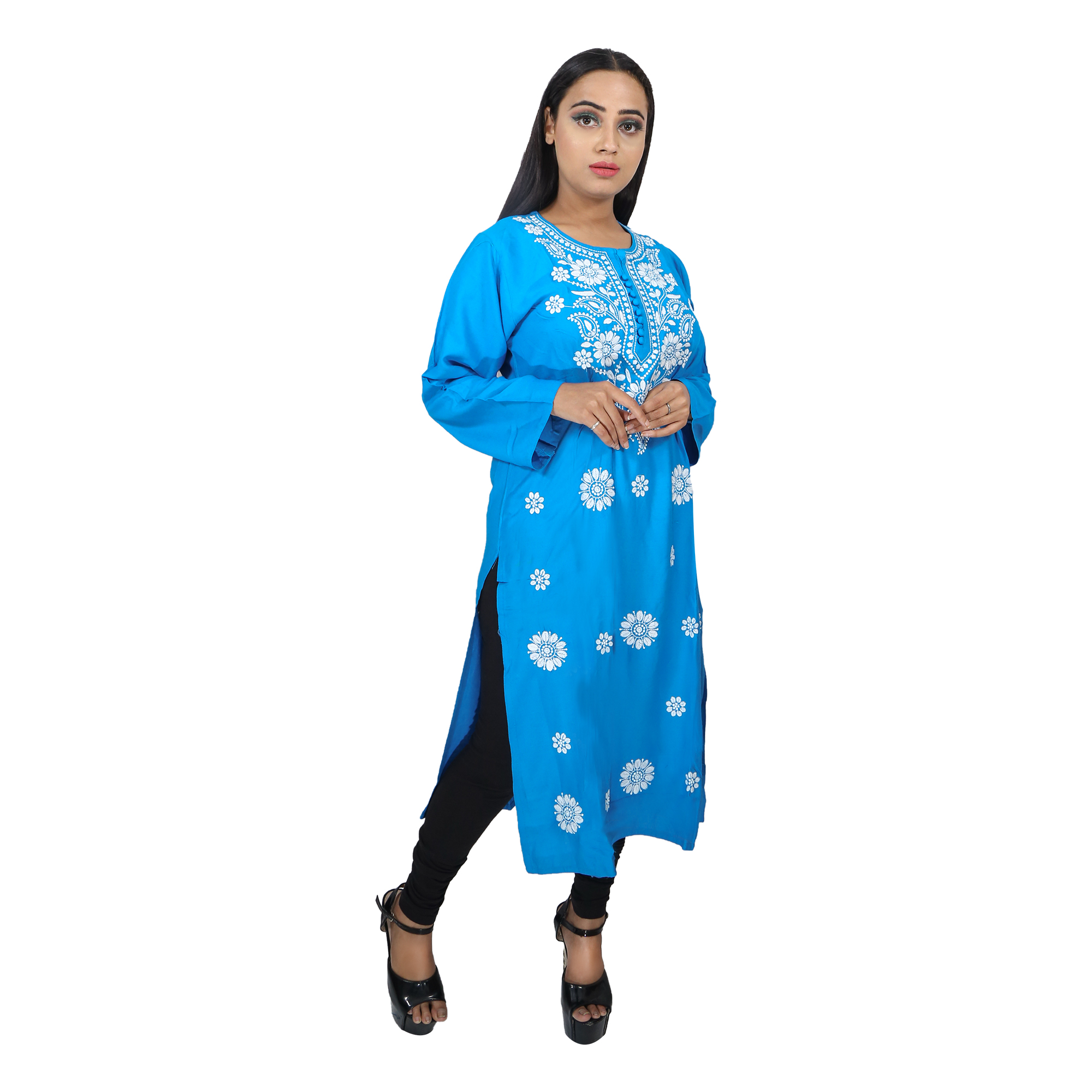 Rayon Blue Women Kurti 